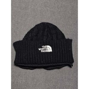 The North Face Black Beanie Winter Hat Logo Knit‎ Cuffed Cap Fleece